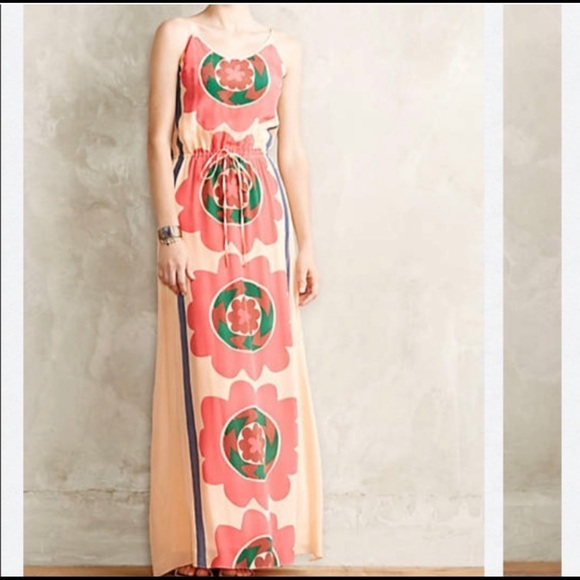 Anthropologie Mira Costa Maxi Dress in Red Motif - Picture 2 of 3